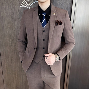西服套装男西装男士商务休闲职业装修身新郎伴郎结婚三件套礼服潮图片