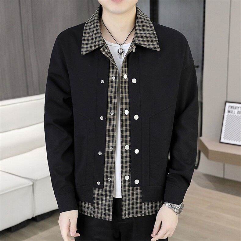 507A-JK258-P1052025春季时尚假两件夹克百搭休闲外套,男装夹克,星座507A（原星座306B-2）