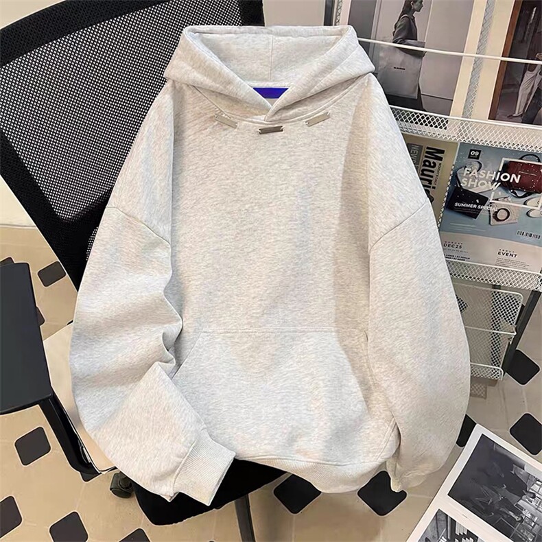 抖音得物品质二开26春装美式高街重磅结构金属装饰连帽卫衣XS104，男装卫衣，电商A486-1