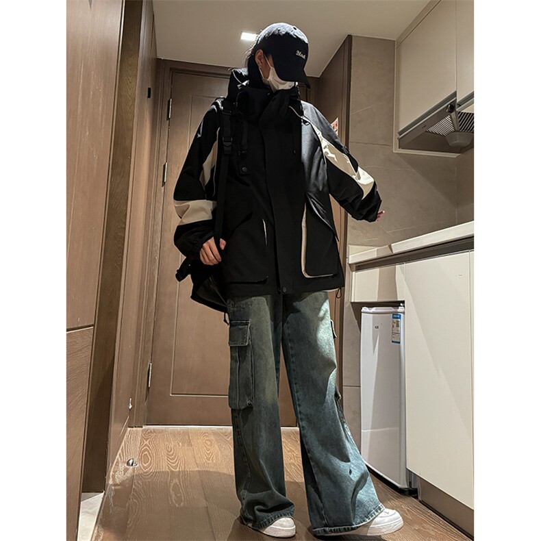【直播】2024春季男女连帽冲锋衣外套拼色夹克C2335-TP95控价128,男装夹克,电商A102-1