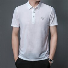 无痕弹力短袖T恤男提花冰丝POLO衫夏季男士商务休闲体恤衫潮流款,男装T恤,电商B212（原钱塘6029）