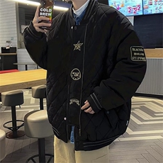 美式街头复古刺绣棉衣男冬季棉袄潮宽松情侣棉服外套W4279-P85，男装棉衣，星座412