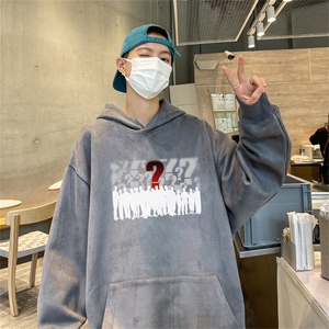 特P43控78 秋季360G麂皮绒印花宽松休闲连帽卫衣JWY3272图片