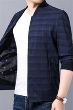 爸爸外套2023春秋季中青年男装休闲薄款夹克爸爸装格子上衣服,男装夹克,电商B212（原钱塘6029）