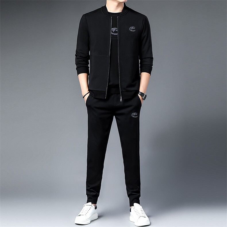 SA9686-3钱塘2020-2中青年男士百搭简约冬季厚款卫衣套装P240图片