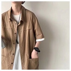 男新款宽松型纯色气质潮流夏季潮短袖青春流行文艺原宿衬衫XXG84，男装T恤，星座208-5