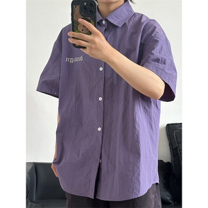 夏季新款速干短袖刺绣衬衫潮流港风宽松百搭男半袖 CS285-P35图片
