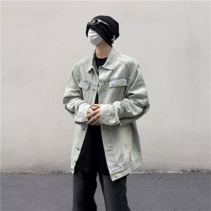 美式复古高街vibe牛仔外套男女春秋款hiphop潮牌街头夹克JN25-P68图片