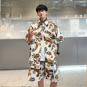 风短袖印花套装花衬衫沙滩多色系短袖衬衫套装TZ066P-45图片