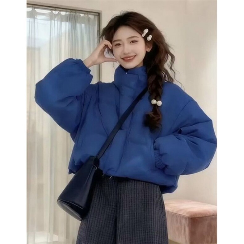 秋冬季女士蓝色加厚立领羽绒棉服外套超好看短款棉衣M7901,男装棉衣,星座1116A（原606A-3）