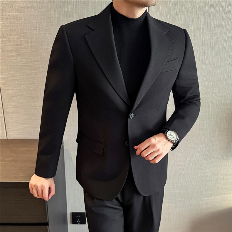 秋冬厚款羊毛呢西装外套男高级感品质西服上衣浅杏色DX7043-P178,男装西服套装,电商A213
