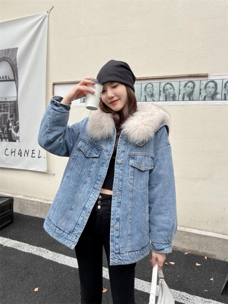 海军毛领牛仔外套，其它，米可儿