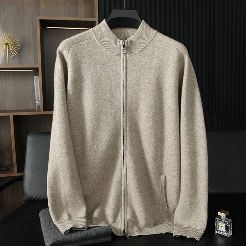 男士秋冬季新款舒适时尚百搭马鞍肩羊绒开衫，男装羊绒开衫，台绒羊绒