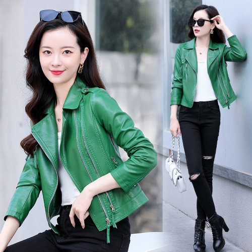 2023秋季时尚简约大方气质优雅收腰显瘦休闲修身百搭潮流皮衣，女装皮衣，臻衣坊