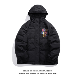 白底 白鸭绒ins字母印花宽松保暖连帽羽绒服YR174P225控298图片