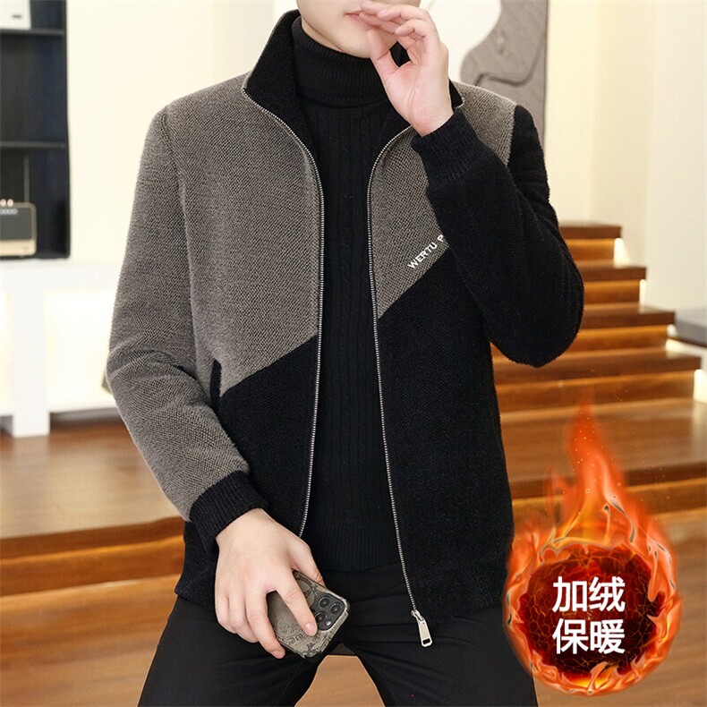 秋冬新款金貂绒加绒加厚立领毛呢大衣立领外套上衣男D29P145控238,男装毛呢大衣,电商B226-2（原B217-2）