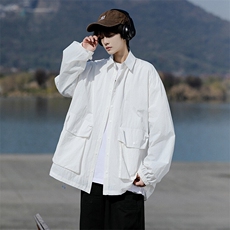 8XL-M春夏廓形衬衫防晒外套特大码多口袋复古慵懒衬衣JK5203/P50，男装夹克，电商B238