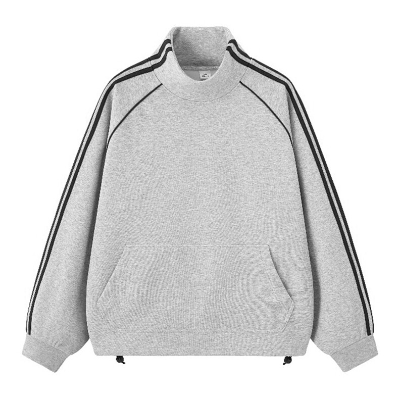 抖音得物高品质二开25秋冬美式高街重磅结构织带高领立领卫衣W66，男装卫衣，电商A486