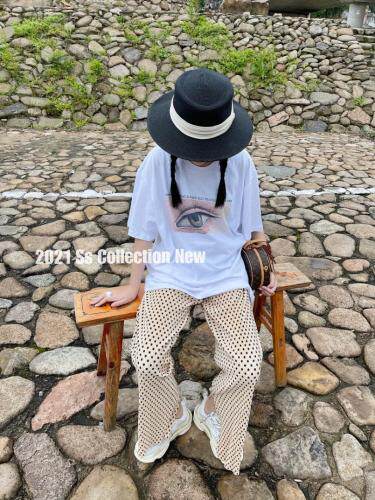 波点百褶开叉裤子夏款现货，女装，G