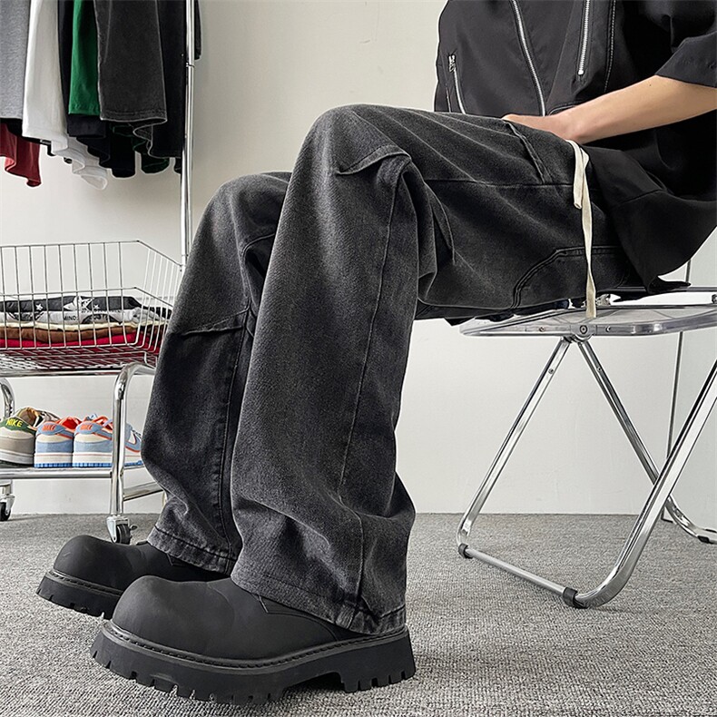 复古牛仔裤男潮牌水洗宽松直筒裤美式阔腿休闲长裤男生10611-p48,男装牛仔裤,星座1008