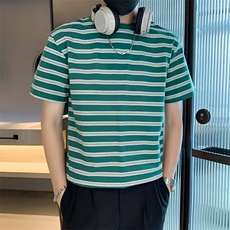 夏季新款短袖t恤男修身条纹半袖体恤上衣G38，男装T恤，星座1116A-2（原606A-1）