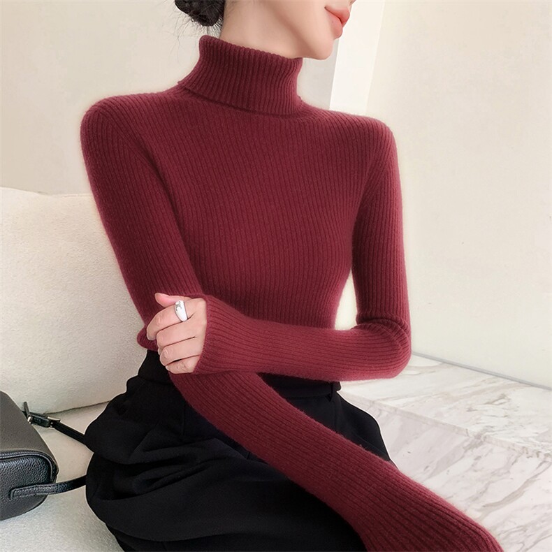 打底衫女秋冬内搭高领套头保暖长袖羊绒针织毛衣,女装羊绒衫,云暖羊山羊绒