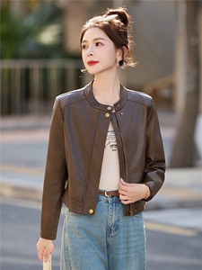 2026年春季新款现货时尚潮流高品质皮衣小外套机车服女装图片