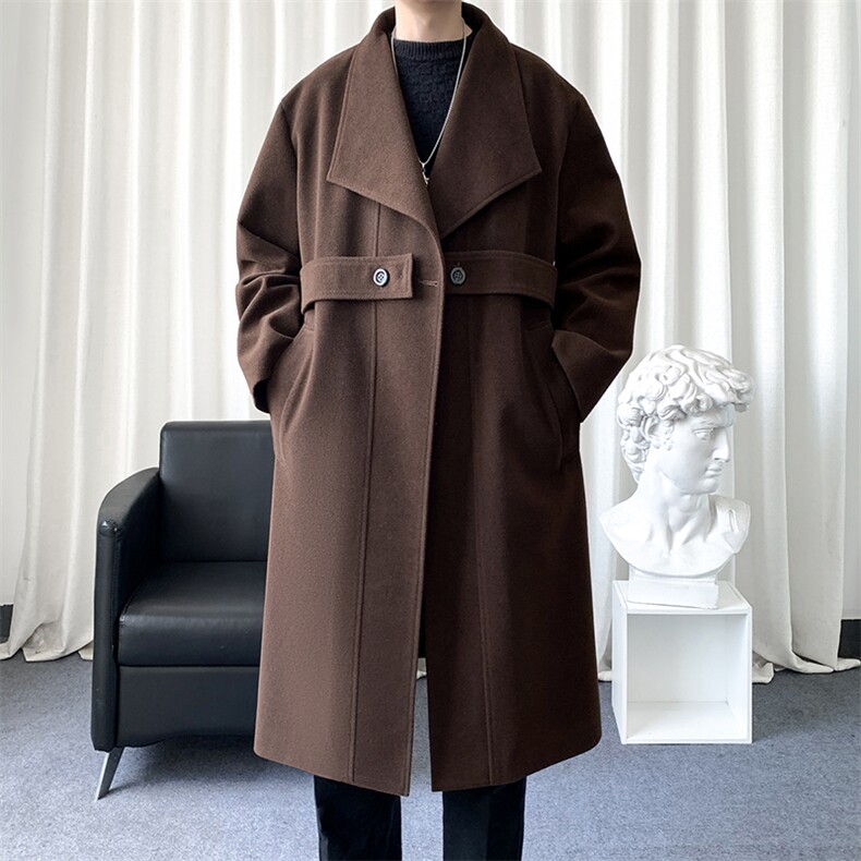 得物精品毛呢大衣男中长款风衣男长款翻领棉衣男F2724批125爆景B，男装风衣，星座401
