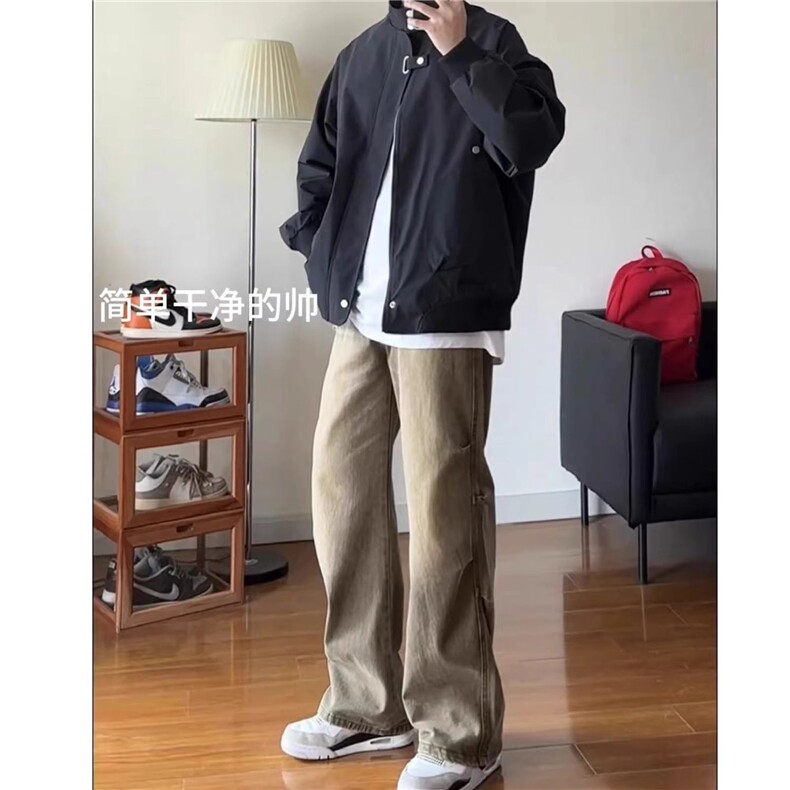 翻领夹克男生高街痞帅工装飞行情侣短款潮流外套JKY17,男装夹克,星座516A