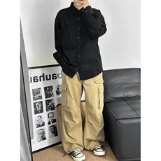 【网图】B221美式ins高街百搭纯棉长袖衬衫外套SY2558-特P32控58，男装衬衫，电商B221