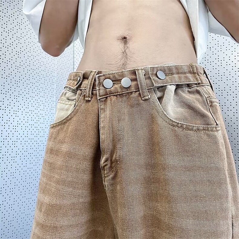青春流行ins男直筒水洗牛仔裤 P43图片