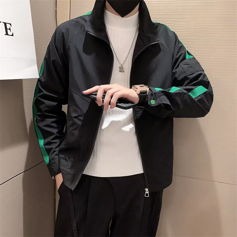男士外套春秋款痞帅撞色夹克衫男休闲短款上衣痞帅褂子J8022,男装夹克,星座1116A（原606A-3）