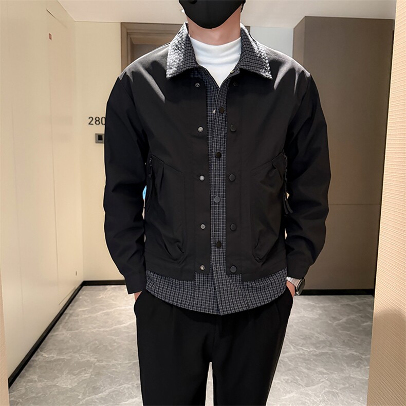 B216JK8206P1002025秋装新款男士假两件夹克外套,男装夹克,电商B216（原B302）