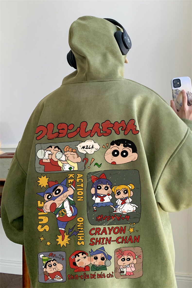 麂皮绒连帽卫衣直播品质重磅400克蜡笔小新印花JL7102-P45,男装卫衣,星座508（原C305）