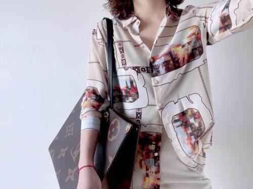 【现货】2021春季新品真丝双绉印花衬衫，女装衬衫，七七迷兰