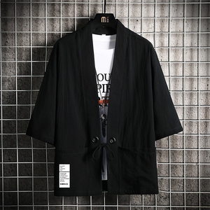 HF59045-P40风汉服男开衫外套七分袖道袍 网格挂拍图片