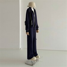 小个子穿搭套装女春季欧货高端纯色短款外套休闲运动长裤三件套潮,女装套装/套裙,江南