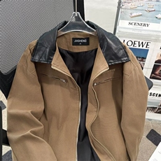 复古美式拼接翻领工装外套男款水洗夹克小众高级感垫肩棒球服百搭，男装夹克，星座601-1
