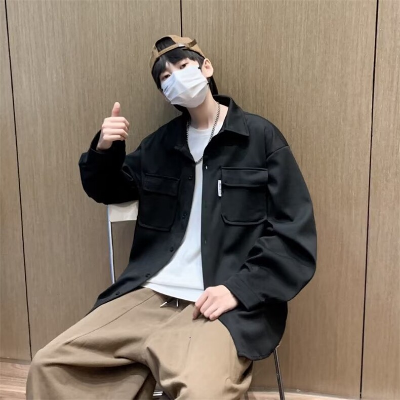 秋简约纯色宽松长袖衬衫男士衣服工装纯C033-P42,男装衬衫,星座1109-3