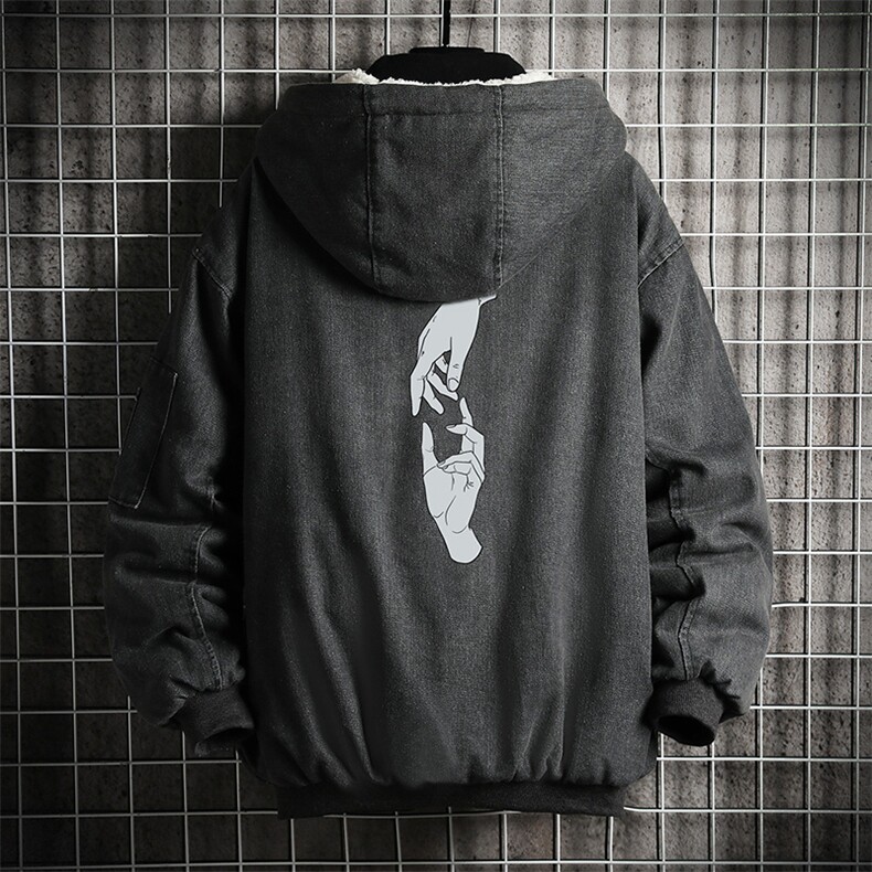 NM53147-P140 牛仔外套男大码加厚加绒衣男羊羔毛服男图片