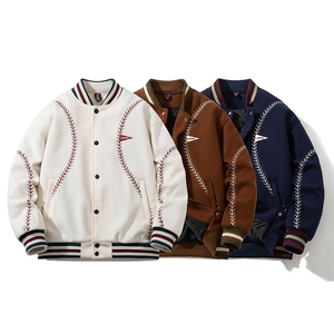 冬季新款美式复古棒球棉服运动休闲学院风毛呢 313B-GF059棉-P135图片