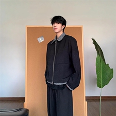 W6514-P66小香风撞色翻领高级感外套男款美式小众ing短宽痞帅，女装短外套，电商B323A