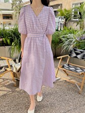 【补单款】夏季格子系列显瘦款连衣裙，女装连衣裙，奥瑾