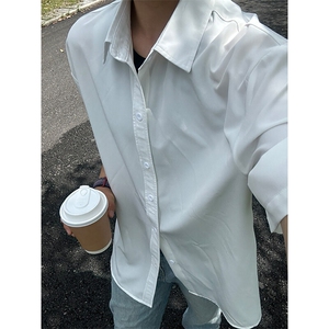 薄款冰丝短袖衬衫男简约纯色垂感休闲痞帅衬衣 CS288-P20图片