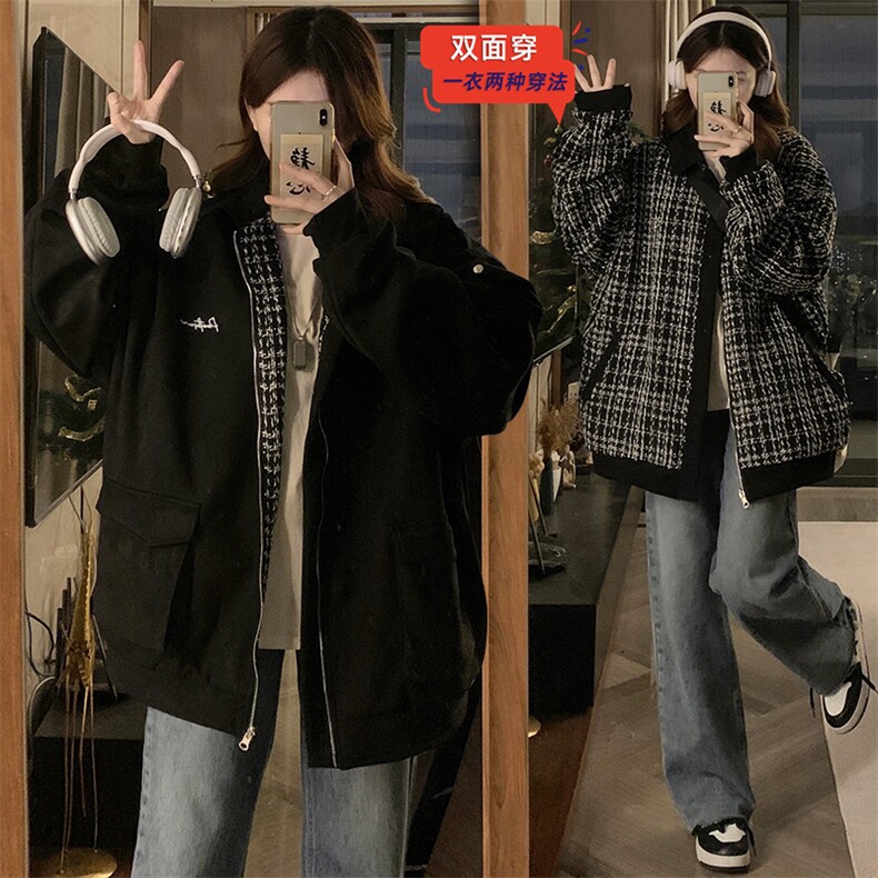 现货外套麂皮绒双面穿潮牌男女宽松休闲上衣夹克Z059-特批P48，男装夹克，电商C233B