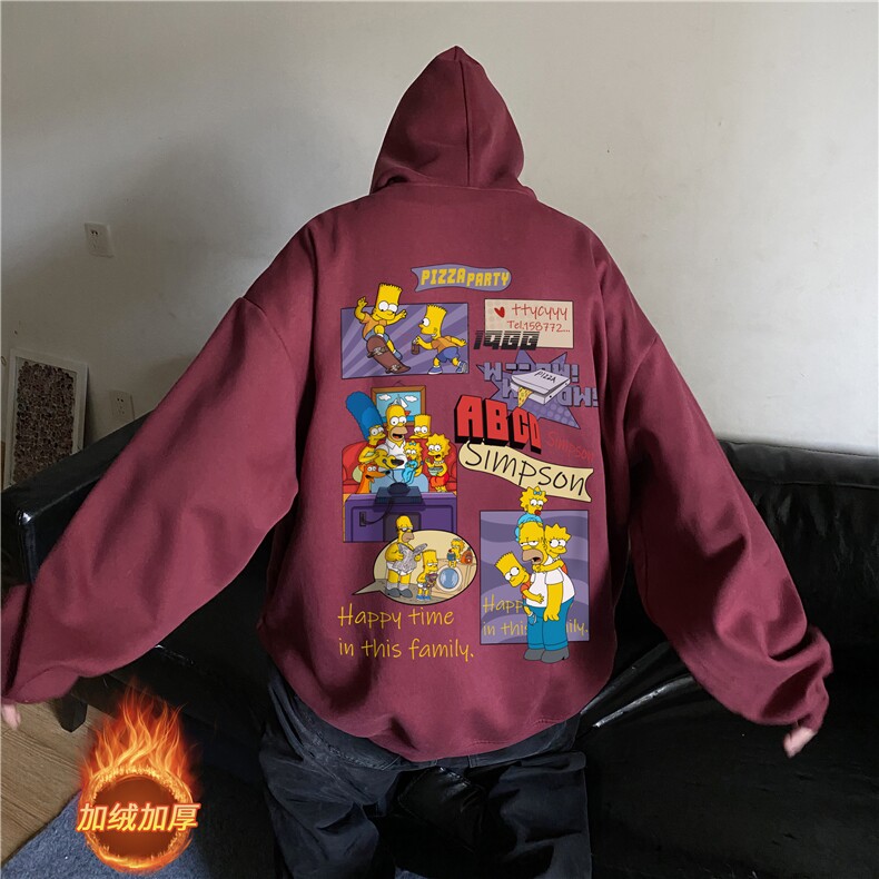 抖音品质宽松连帽卫衣潮流辛普森加绒加厚上衣JR23464特批45控78,男装卫衣,星座605(原A050)