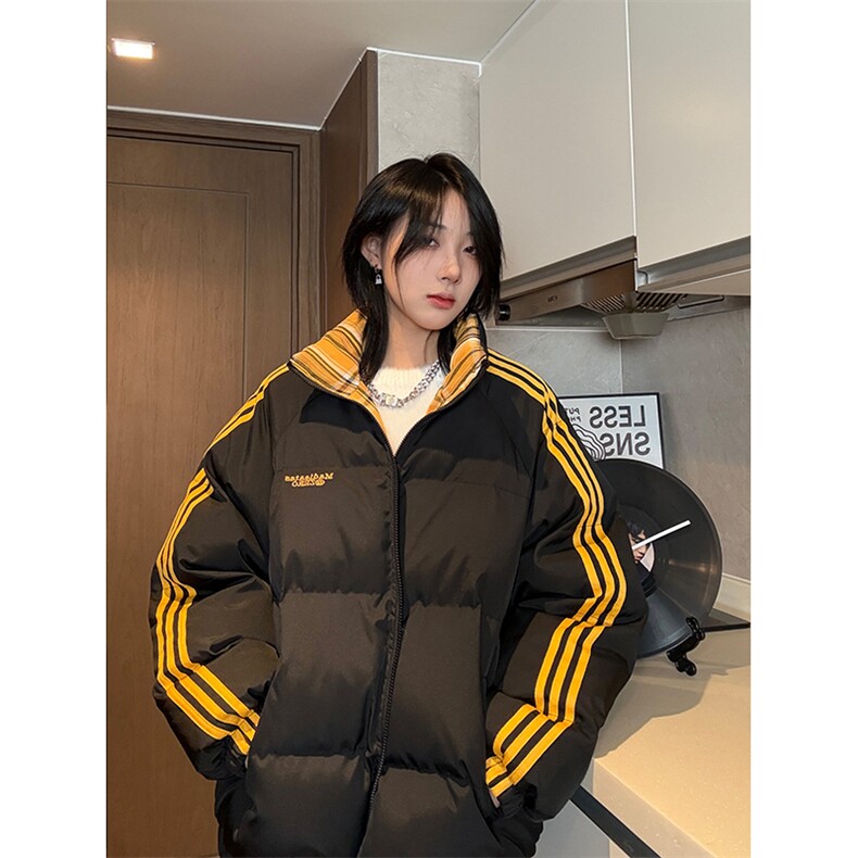 秋冬新款港风条纹刺绣立领保暖棉服面包服XZ213-MY5529-P98控128,男装夹克,星座213