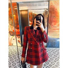 【现货】新款2021冬装格子呢料外套，其它，百媚丽人