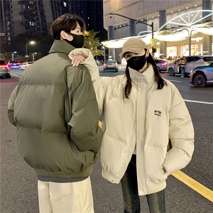 情侣冬装 港风PU软皮棉服刺绣logo棉衣休闲加厚外套男 G1103 P128图片