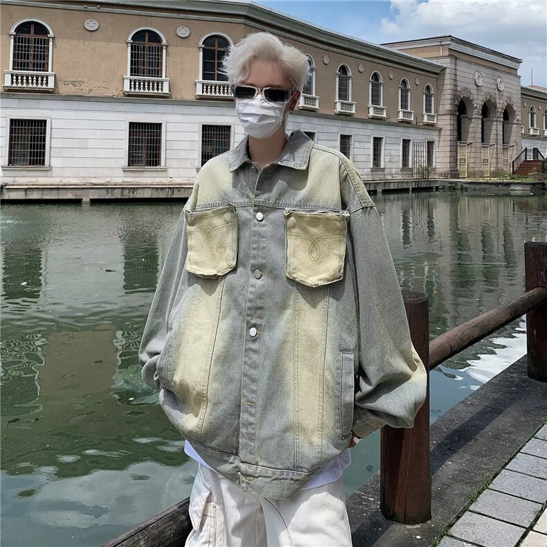 做旧水洗牛仔外套男女2024秋季新款宽松bf美式复古情侣夹克~Q2969,男装夹克,星座601-2